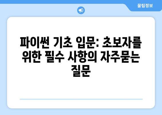 파이썬 기초 입문: 초보자를 위한 필수 사항