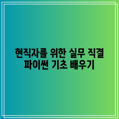 현직자를 위한 파이썬 기초 부트캠프: 슈퍼코딩으로 업그레이드