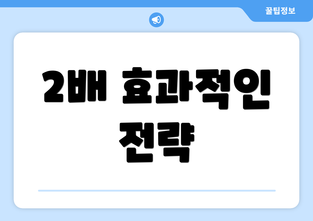 2배 효과적인 전략