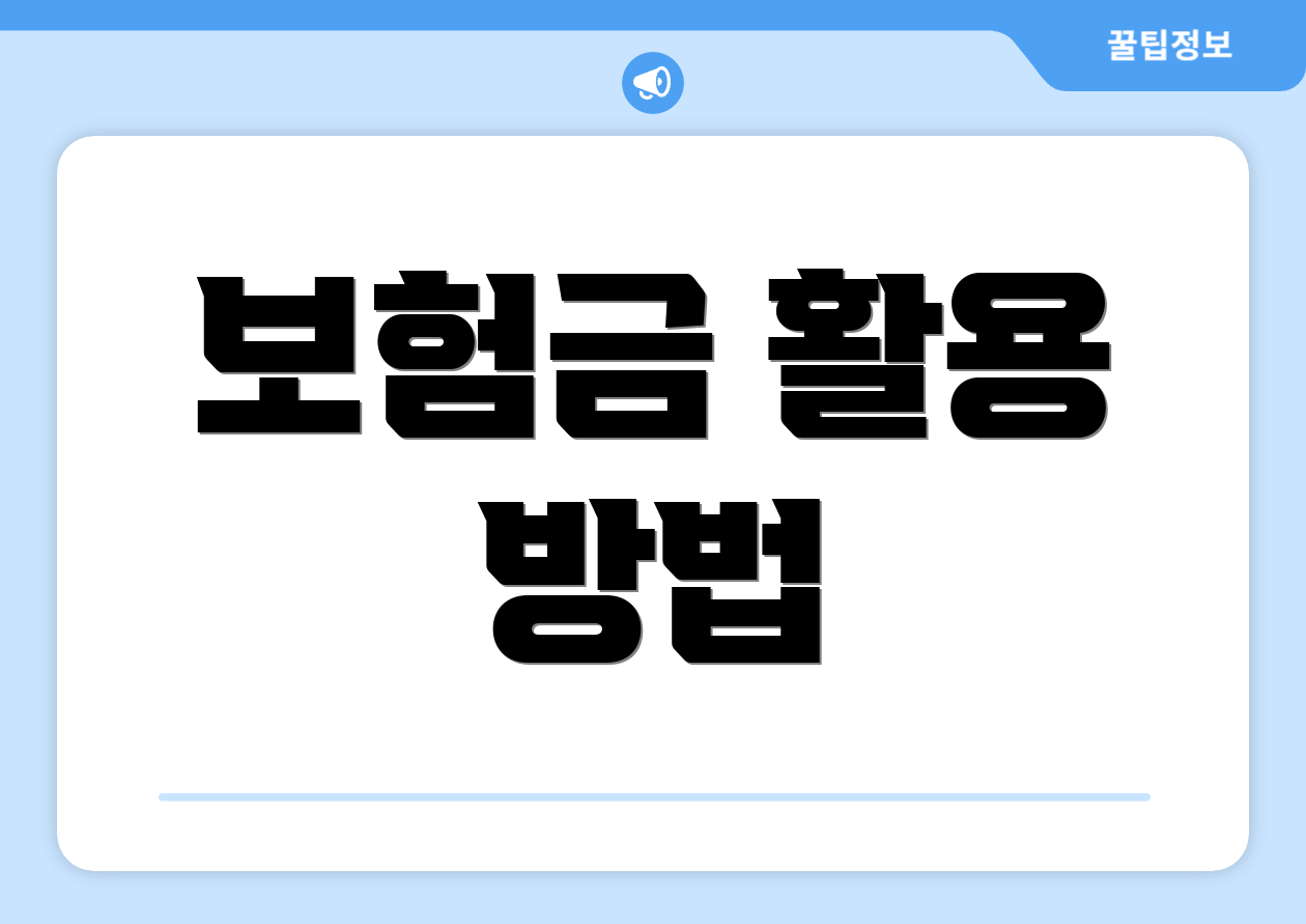 보험금 활용 방법